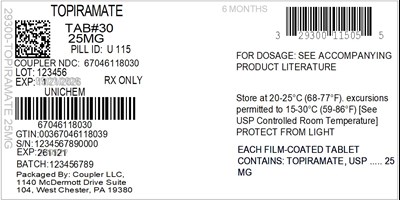Label (29300 115 05 Topiramate 25mg 67046 1180 30)